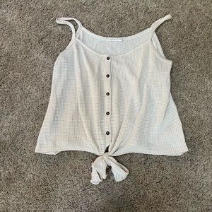 Like New Waffle Knit Button Down Tie Tank